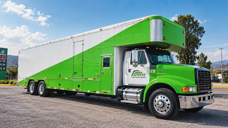 Green Express Rico truck with a long moving box